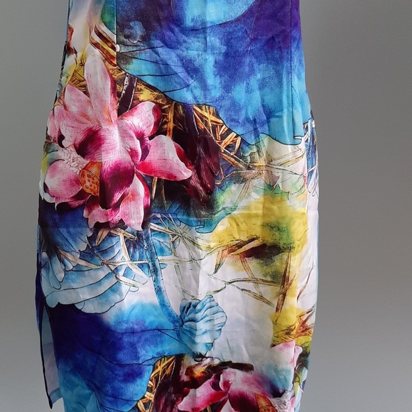 Colorful floral digital print qipao mini dress - Picture 7 of 9